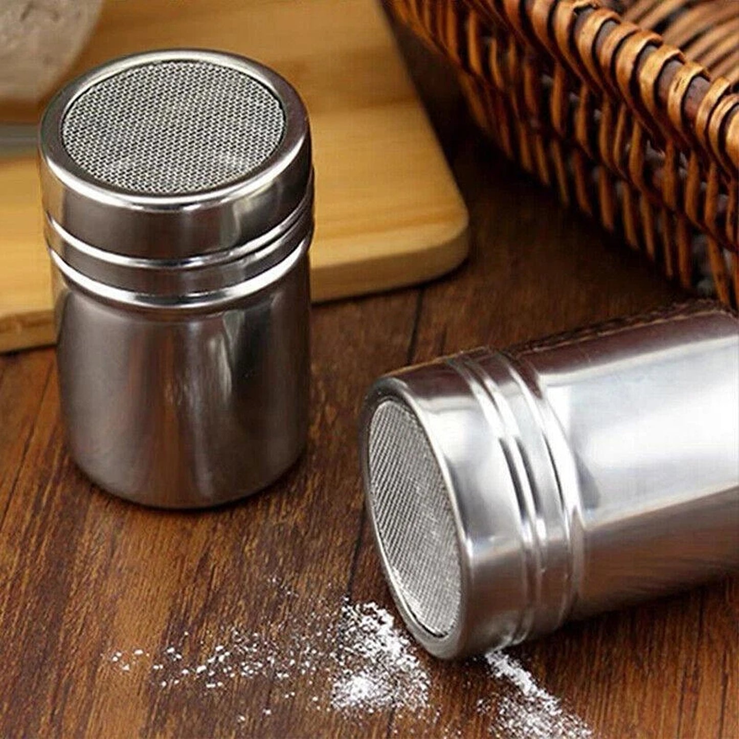 Stainless Steel Chocolate Powder Shaker for Coffee and Desserts