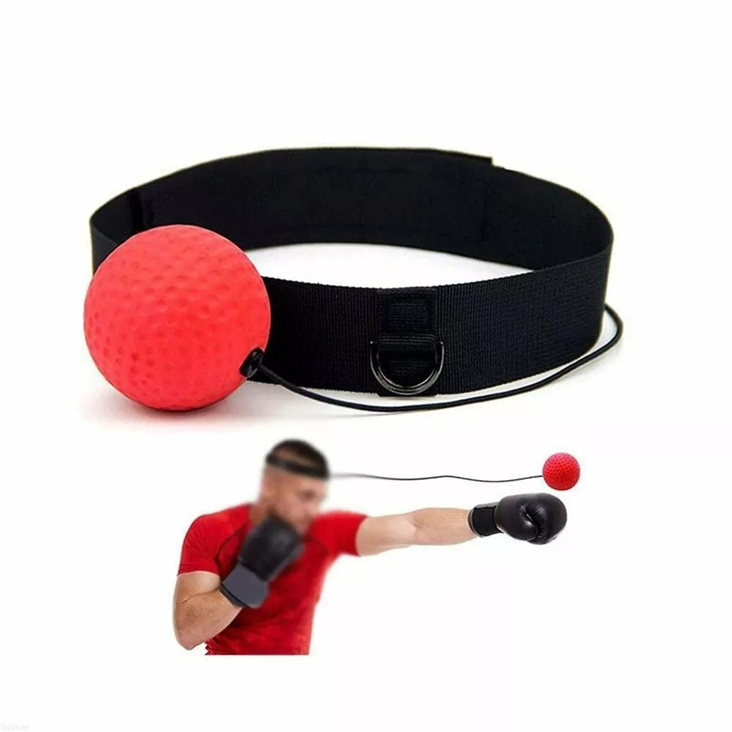 Reflex Reaction Ball Boxing Headband Speed Punch Training Red