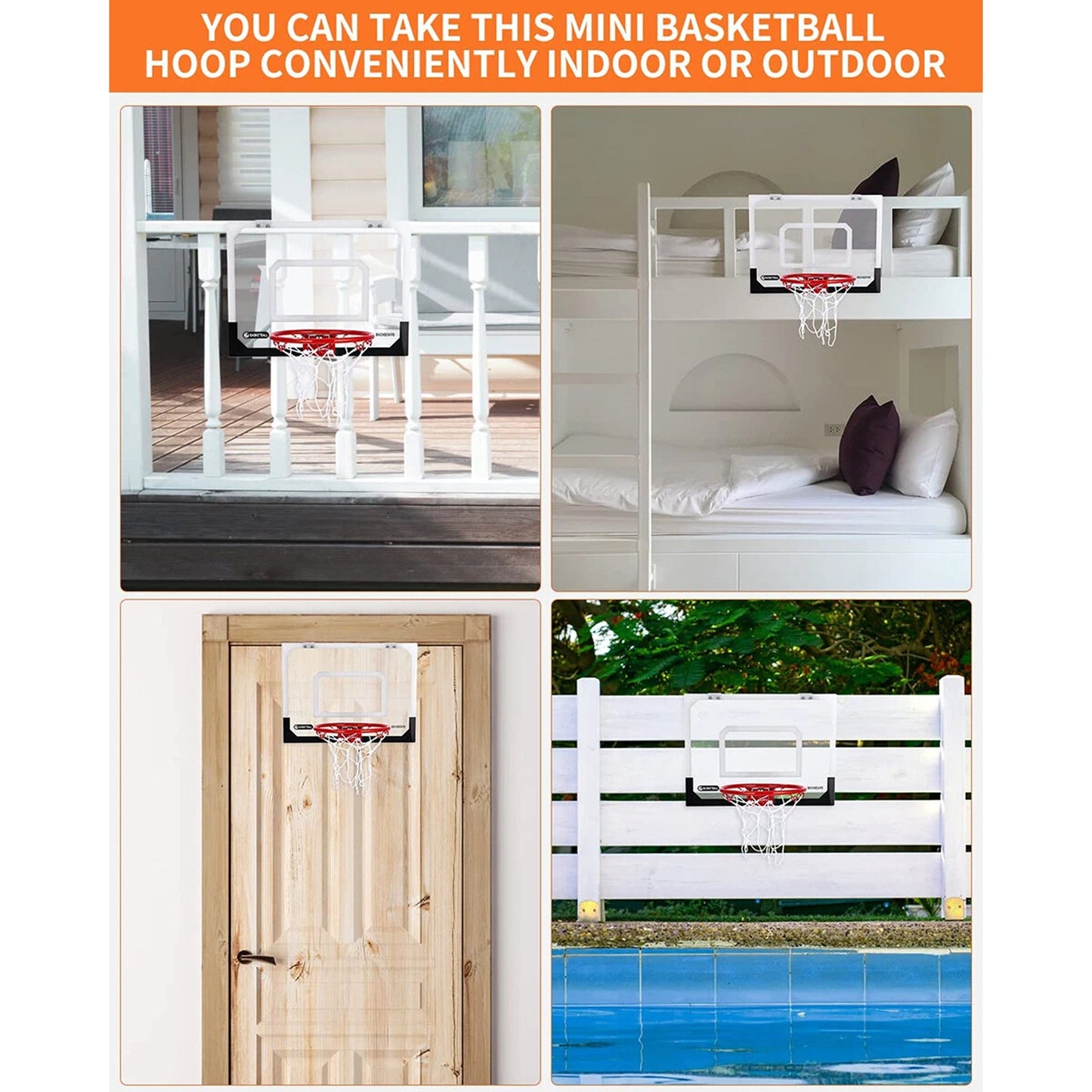 Over the Door Mini Basketball Hoop with Balls and Pump