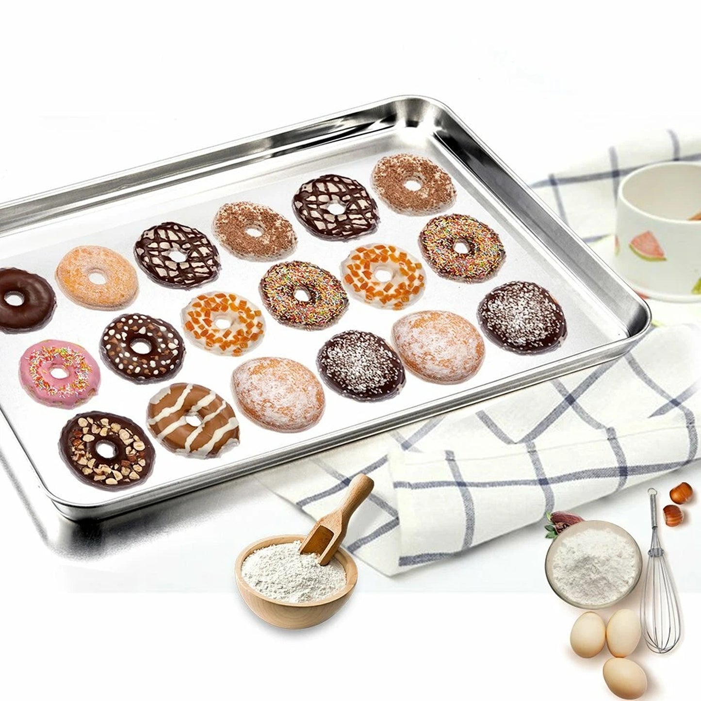 Stainless Steel Baking Tray with Cooling Rack Cookie Sheet Pan Set