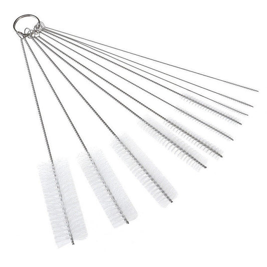 10 Piece White Nylon Bottle Straw Tube and Pipe Cleaning Brush Set
