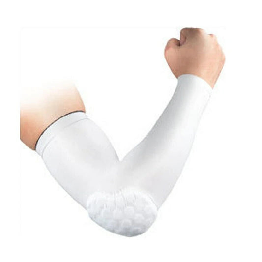 White Sports Elbow Compression Sleeve Arm Guard Support