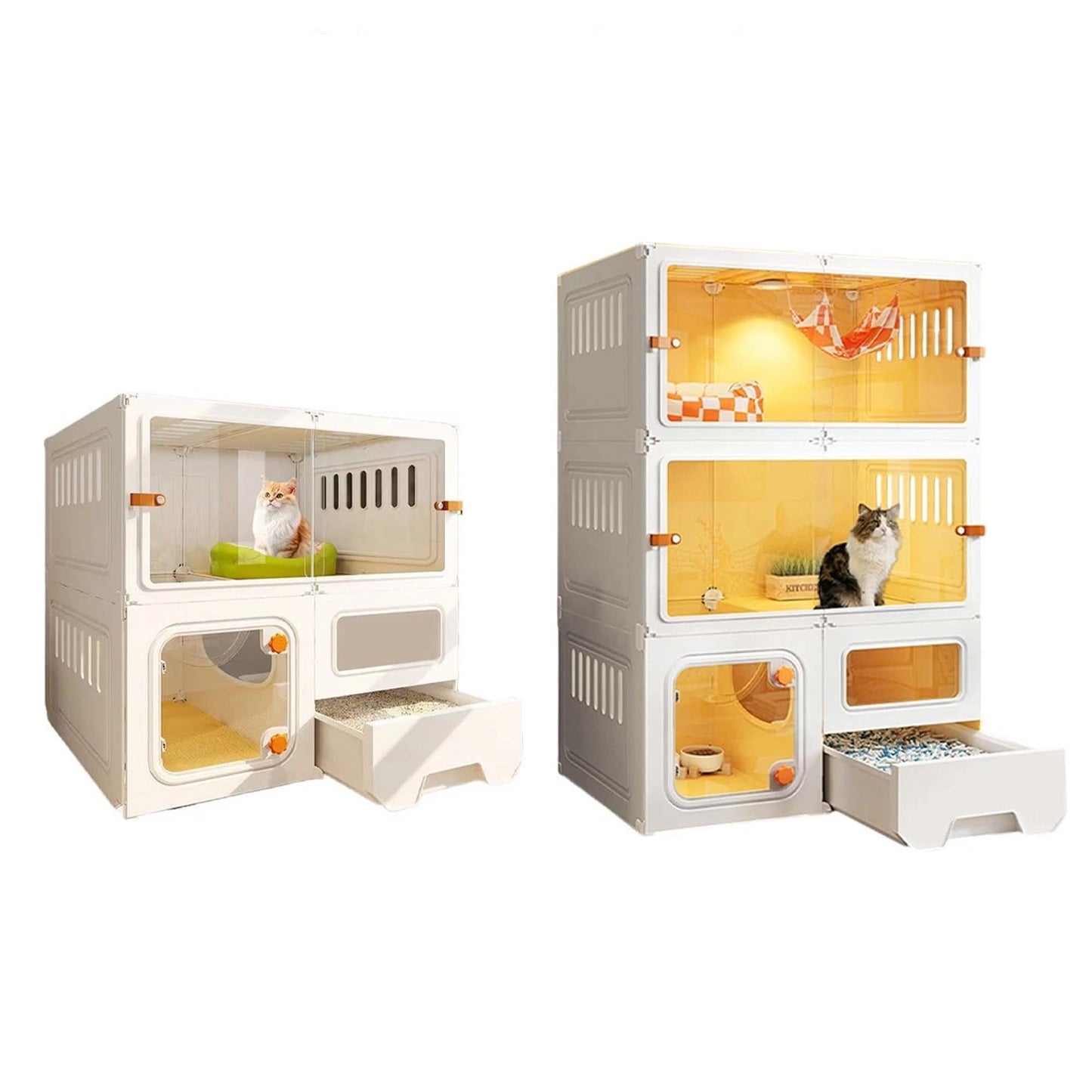 Indoor Cat House Furniture with Litter Compartment