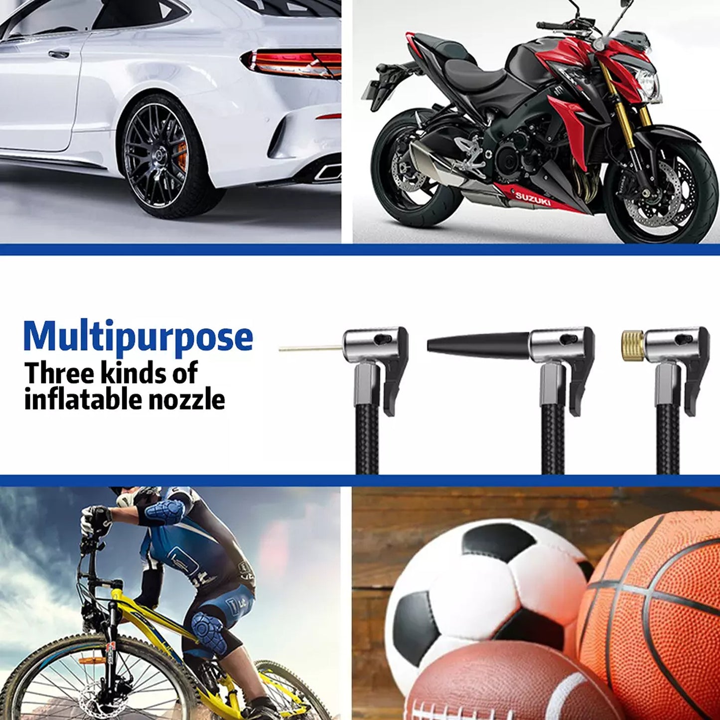 Rechargeable Car Tire Air Inflator Electric Pump Cordless