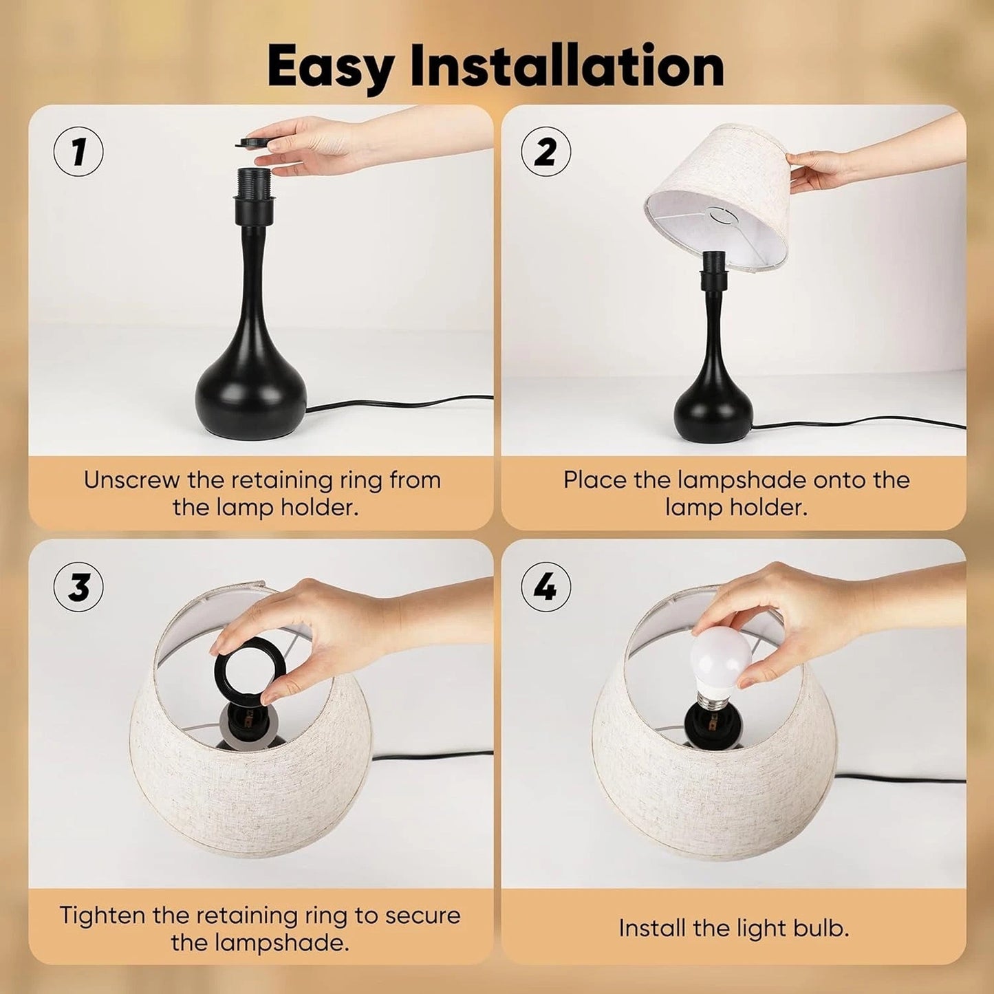 Touch Bedside Table Lamp with Three Way Dimmable Lighting