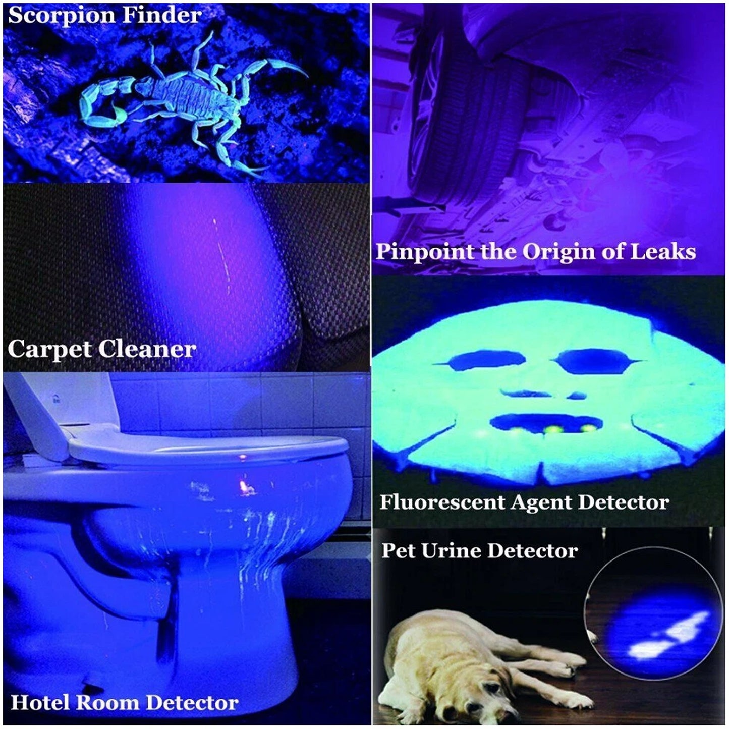 Aluminum UV Flashlight with 100 LED Blacklight