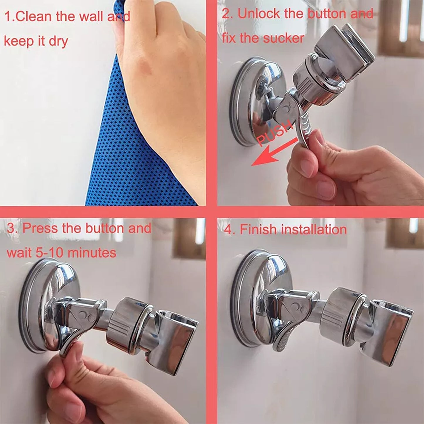 Adjustable Shower Head Holder Wall Mount Suction Bracket