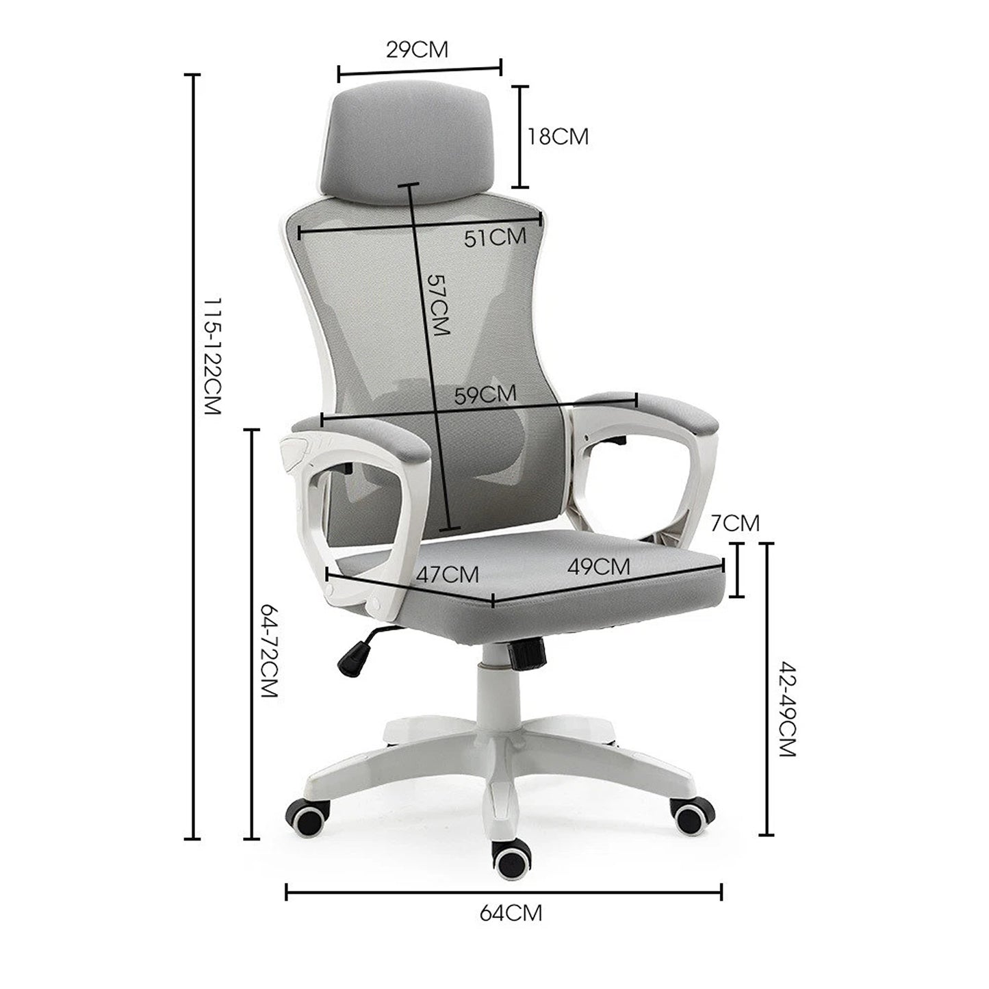 Ergonomic Mesh Office Chair Reclining Executive Desk Chair White