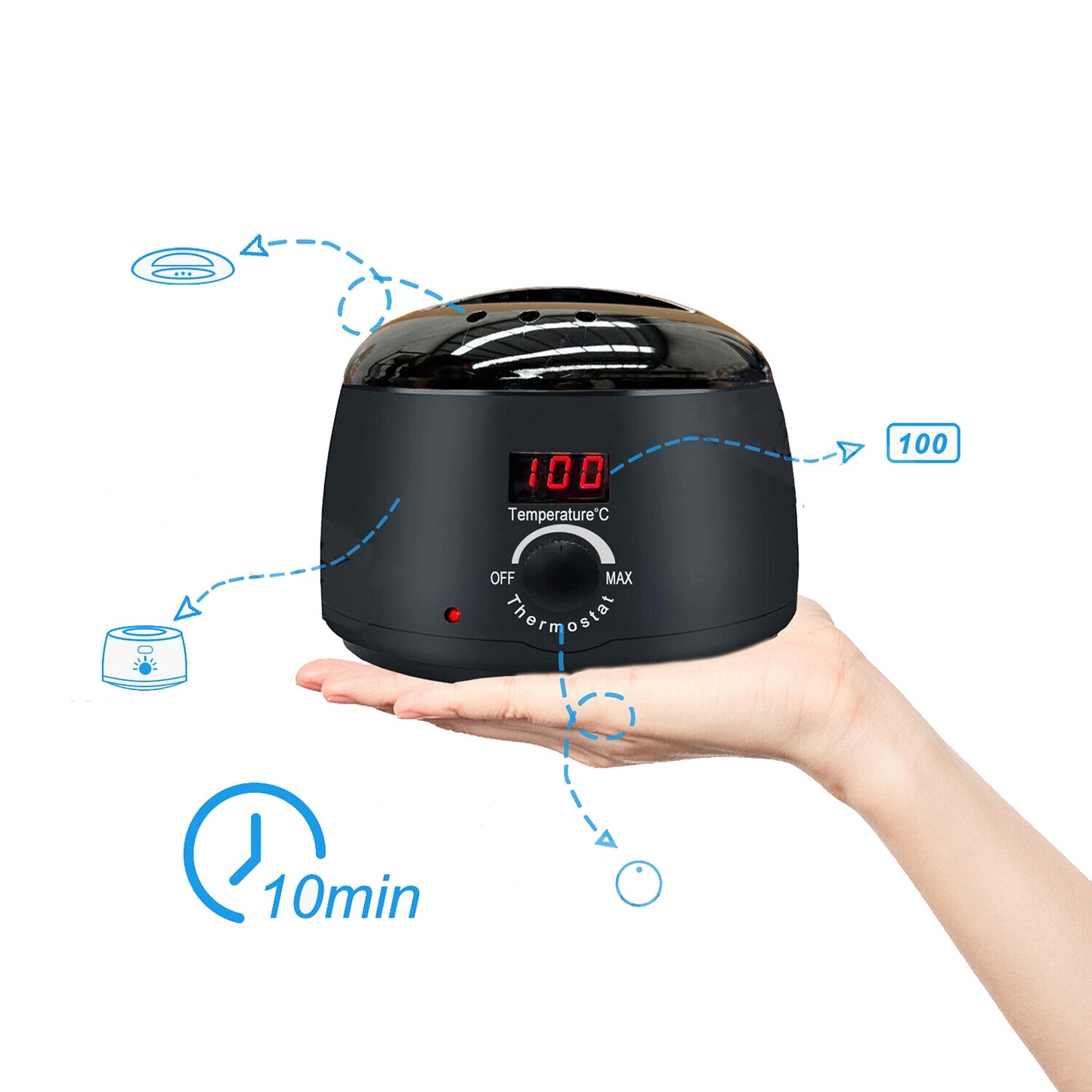 Hair Removal Wax Warmer Kit LED Paraffin Heater for Home & Salon Use