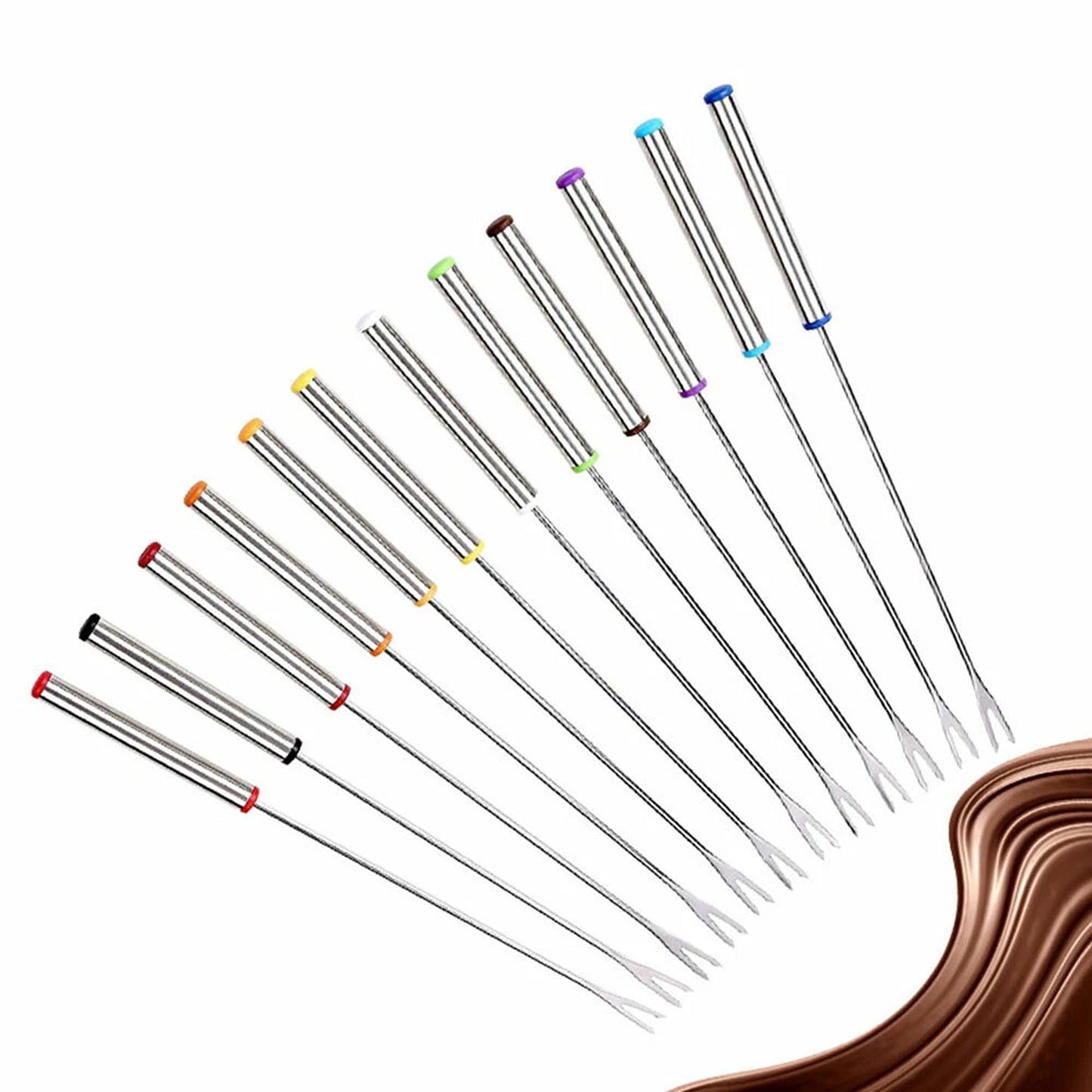 Stainless Steel Dessert Forks 6pcs for Fondue Chocolate and Cheese