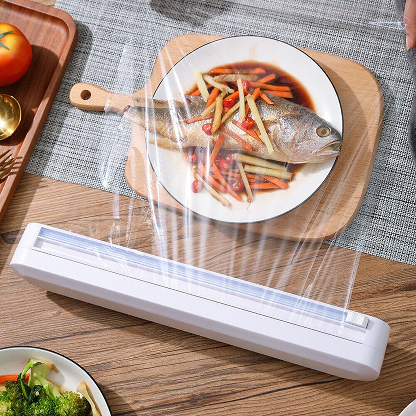 Cling Film Cutter Holder Kitchen Food Wrap Dispenser