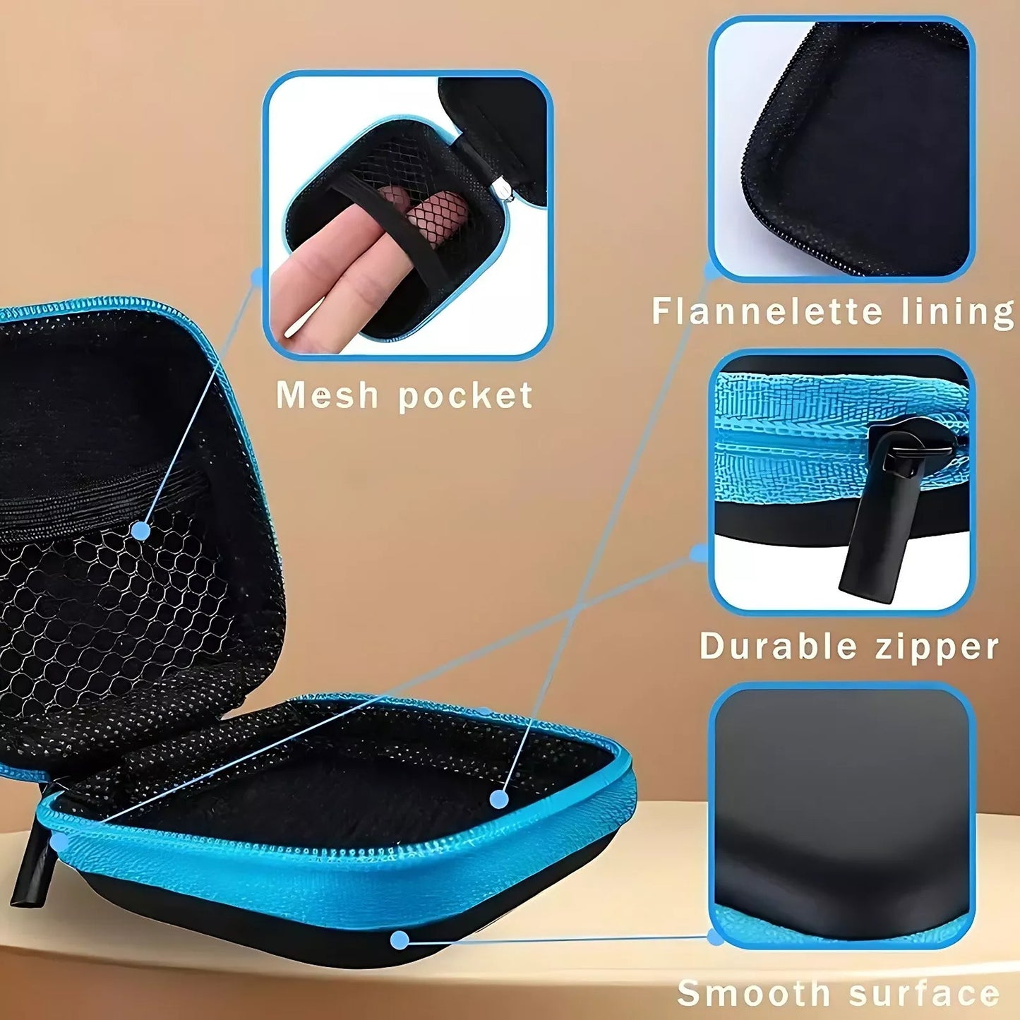 Portable Hard Case Pouch Storage Bag for Earphones Headphones Earbuds Cable