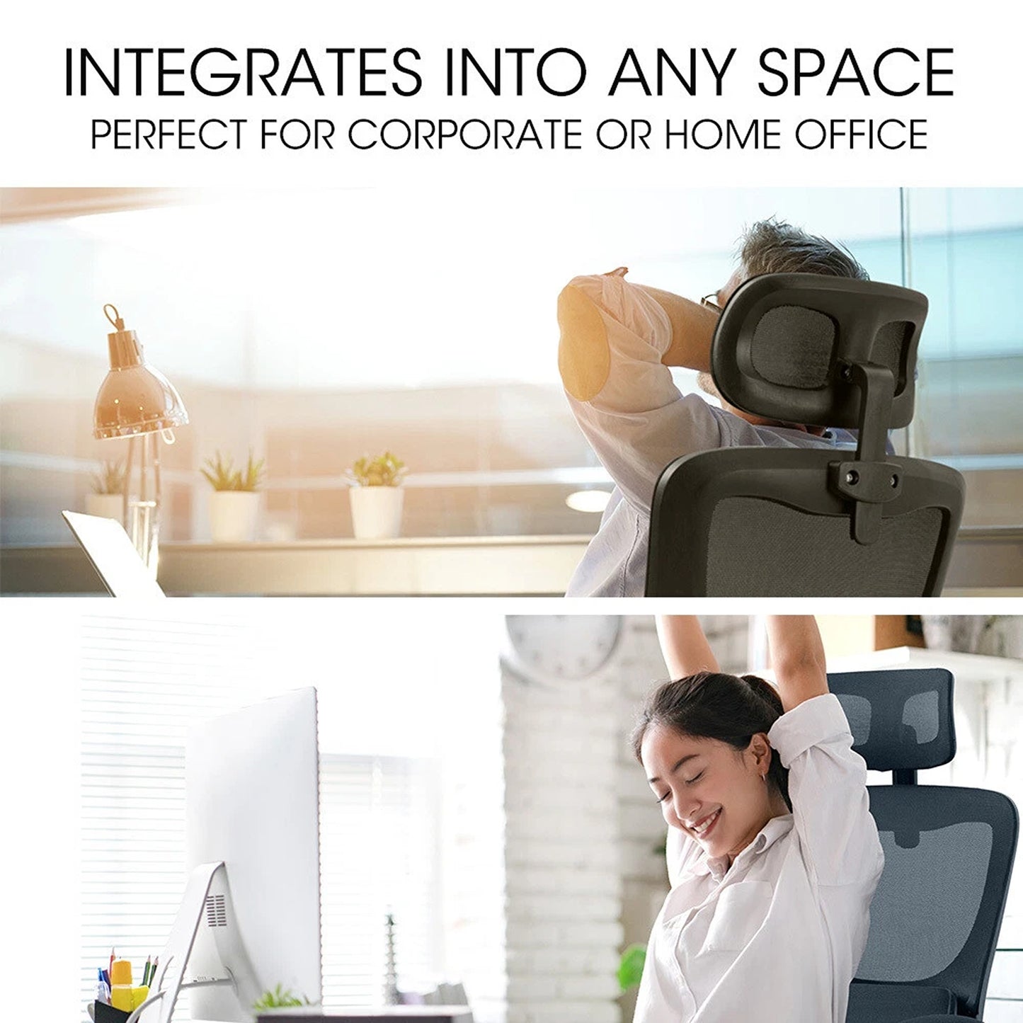 Ergonomic Office Computer Chair Mesh Executive Desk Chair with Headrest Black