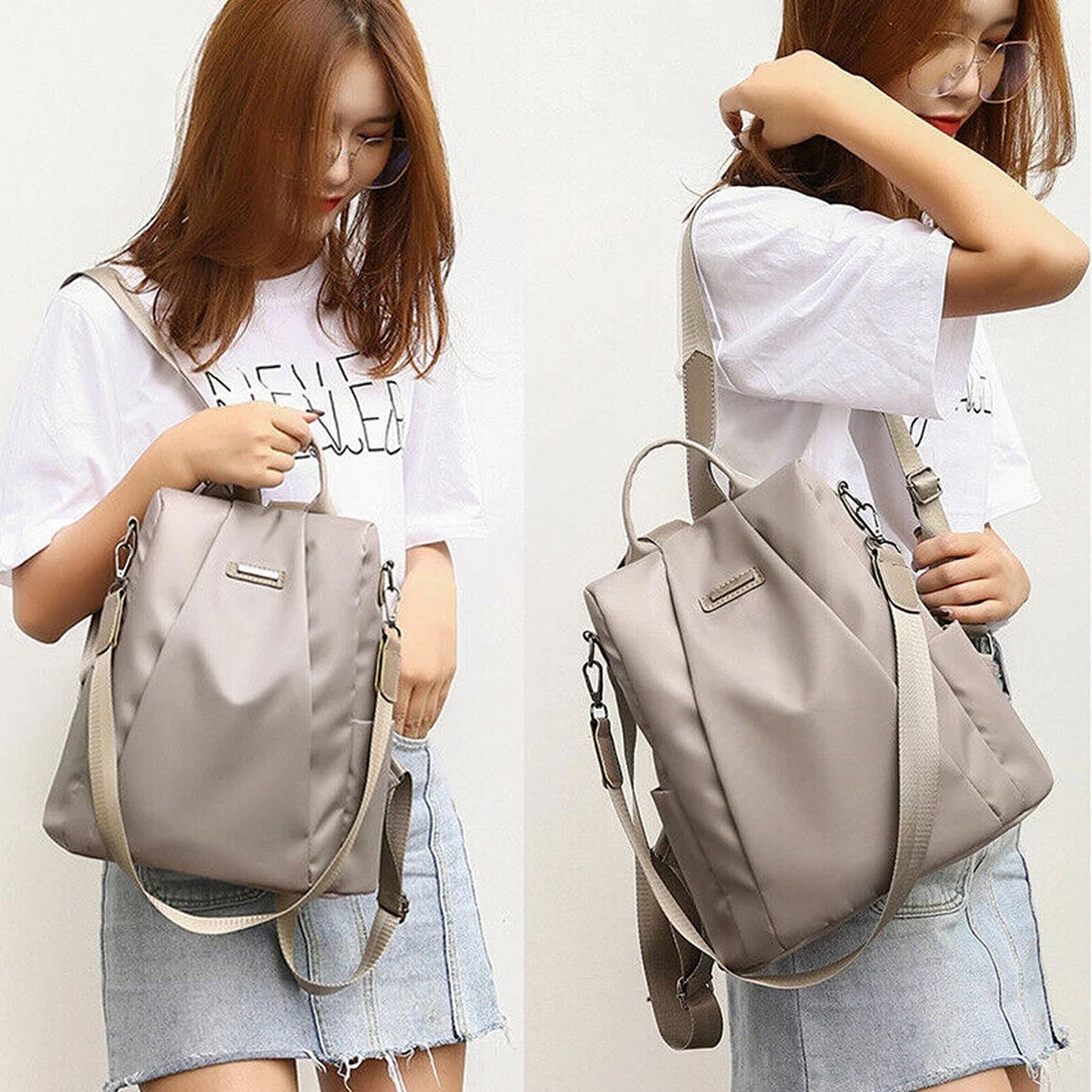 Khaki Womens Oxford Backpack for Travel and Work