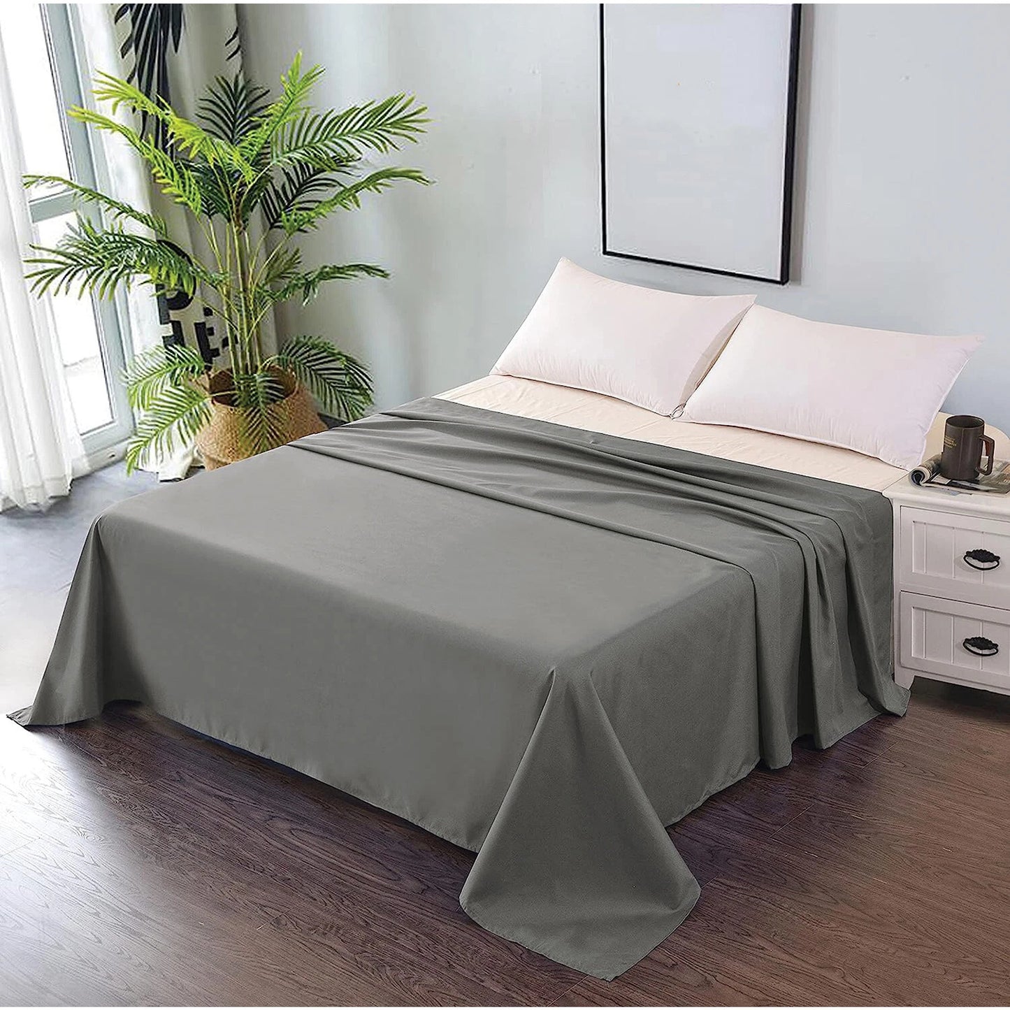 Hotel Ultra Soft Flat Sheet 2200TC Single Double Queen Super King - Gray
