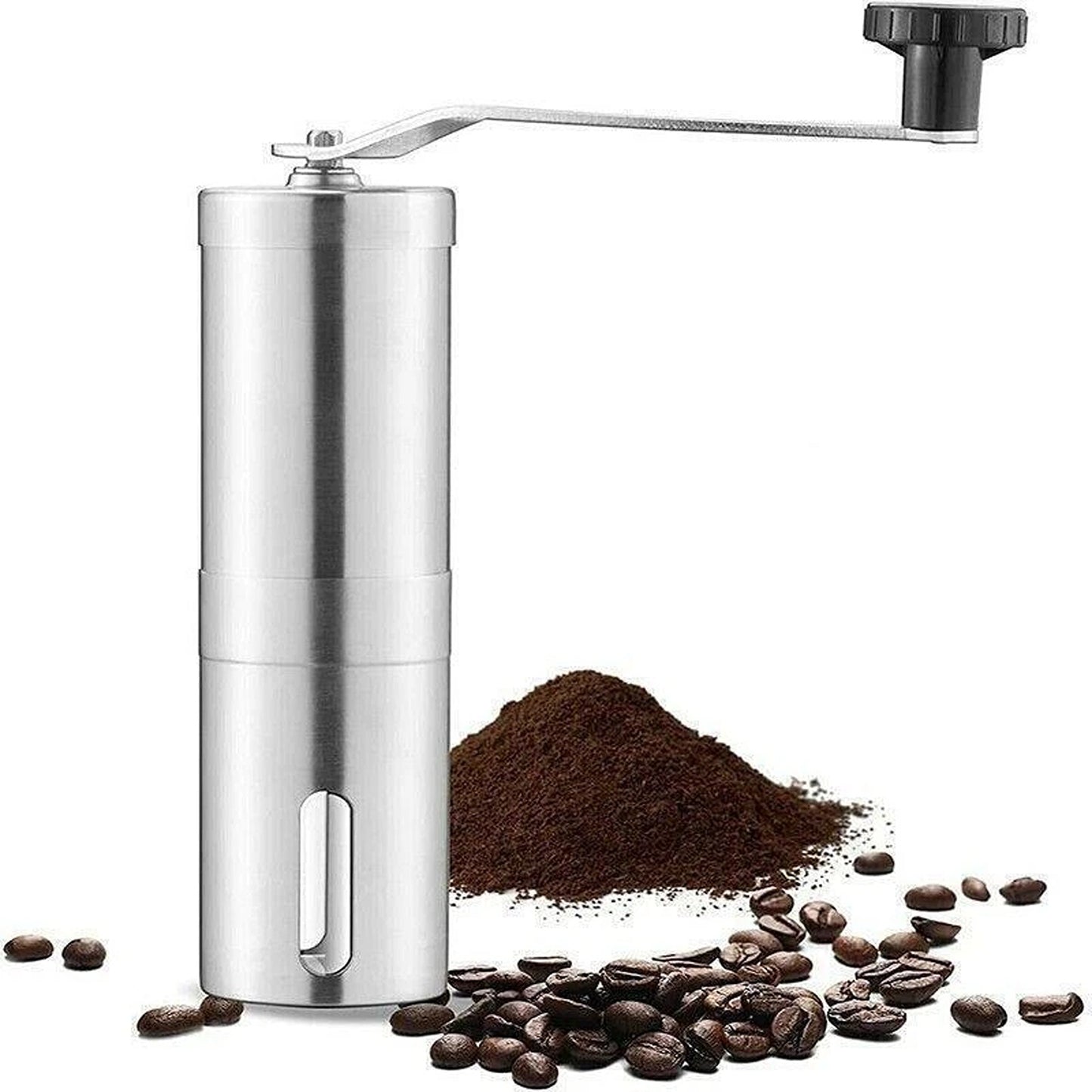 Manual Coffee Bean Grinder with Stainless Steel Body and Ceramic Burr