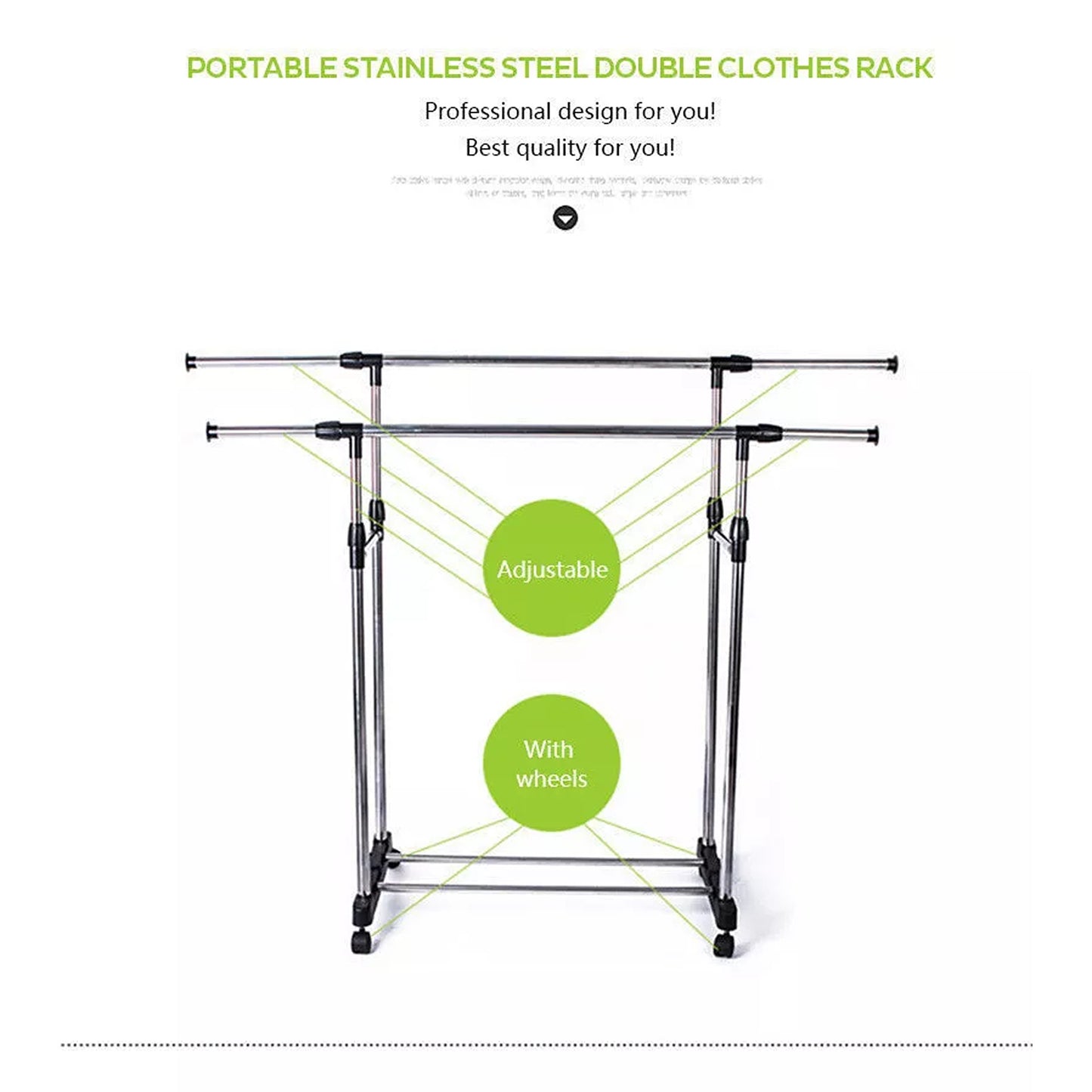 Double Clothes Stainless Steel Rack Hanger Adjustable Garment Coat Holder