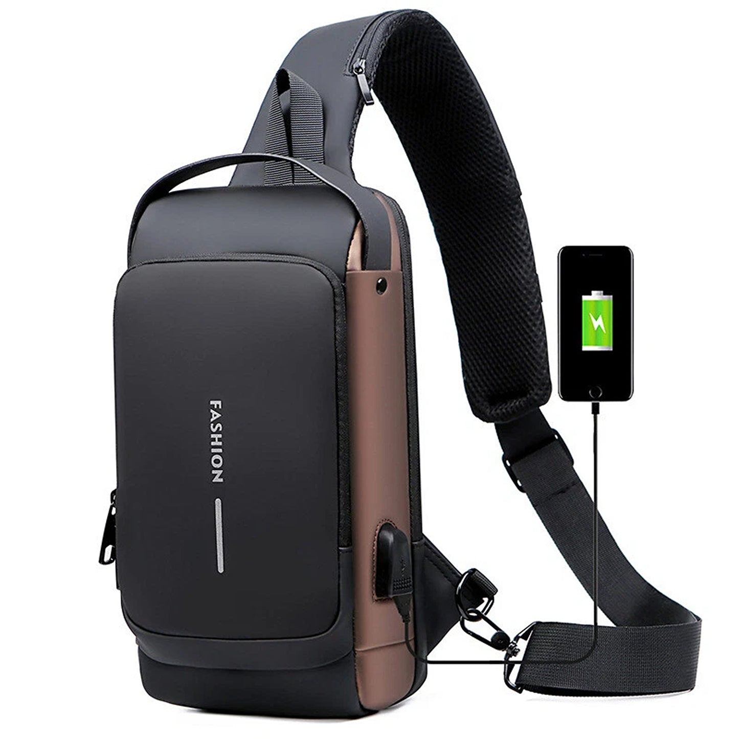Crossbody Sling Bag for Men Anti Theft Backpack with USB Port