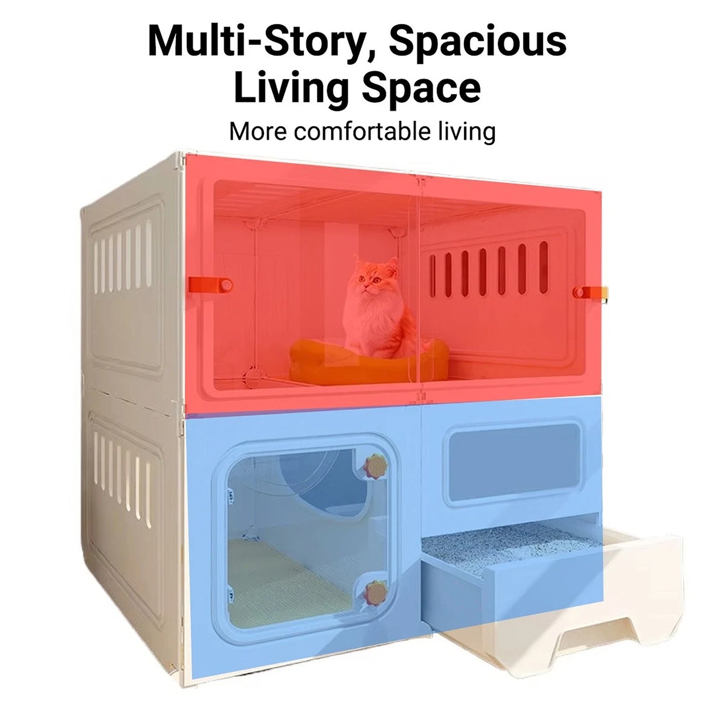Indoor Cat House Furniture with Litter Compartment