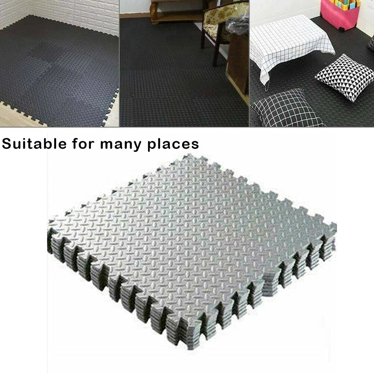 EVA Foam Interlocking Gym Floor Mats 60x60cm Heavy Duty 12pcs