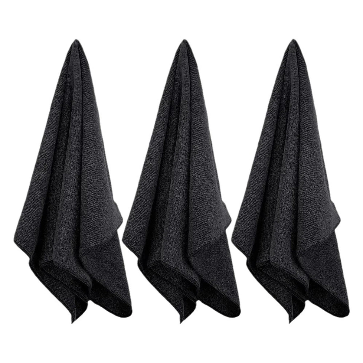 Microfiber Cleaning Cloths Towels Black 25x25cm 20 Pack