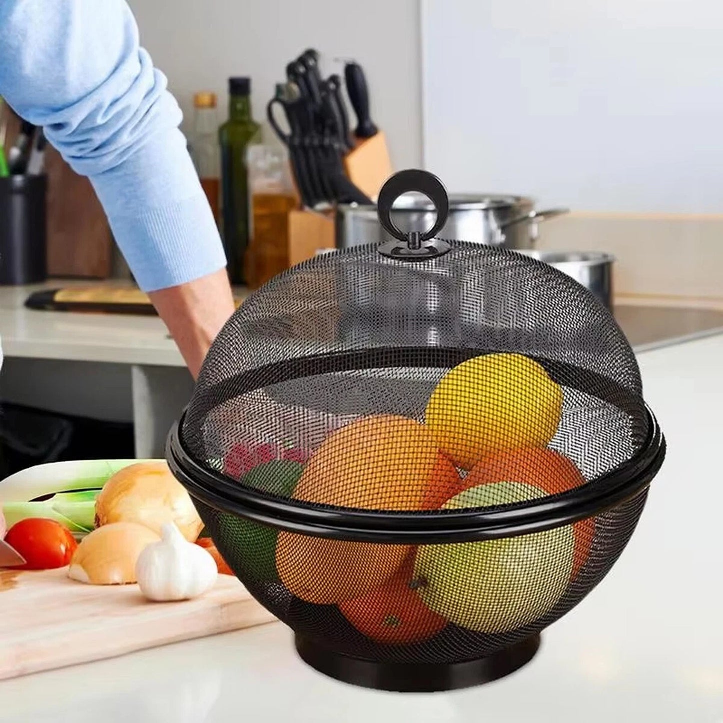 Multi Function Kitchen Fruit Basket with Lid Drain Basket