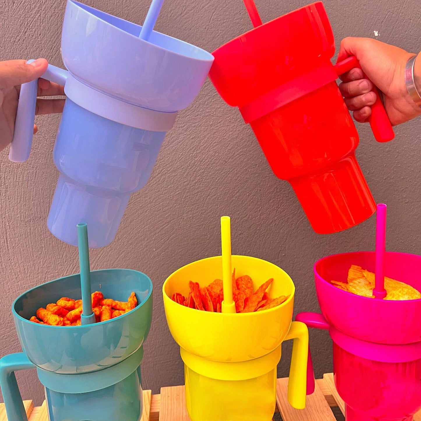 Orange 1000ml Stadium Tumbler with Snack Cup