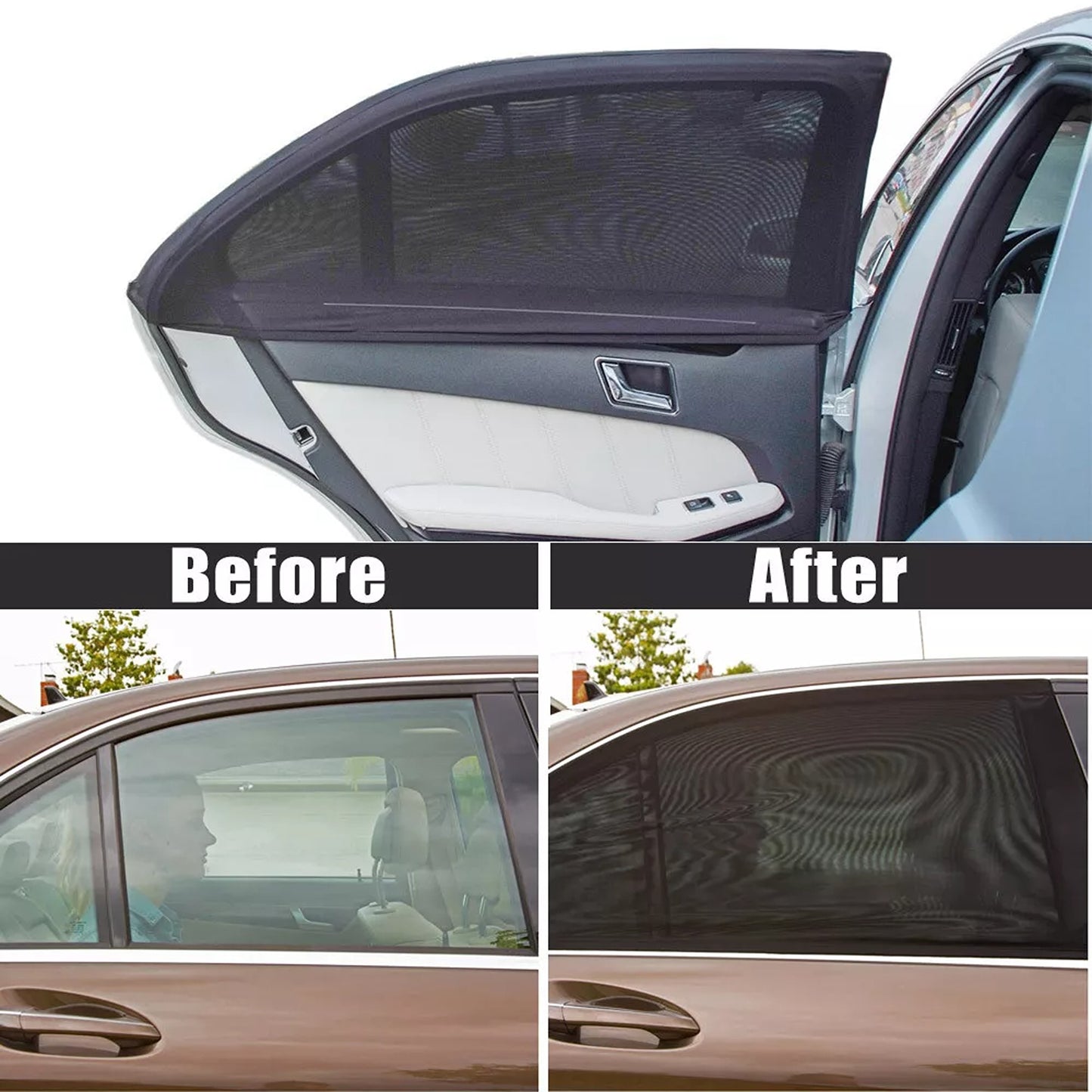 2x Car Rear Side Window Shades Universal Fit for Baby and Kids Protection