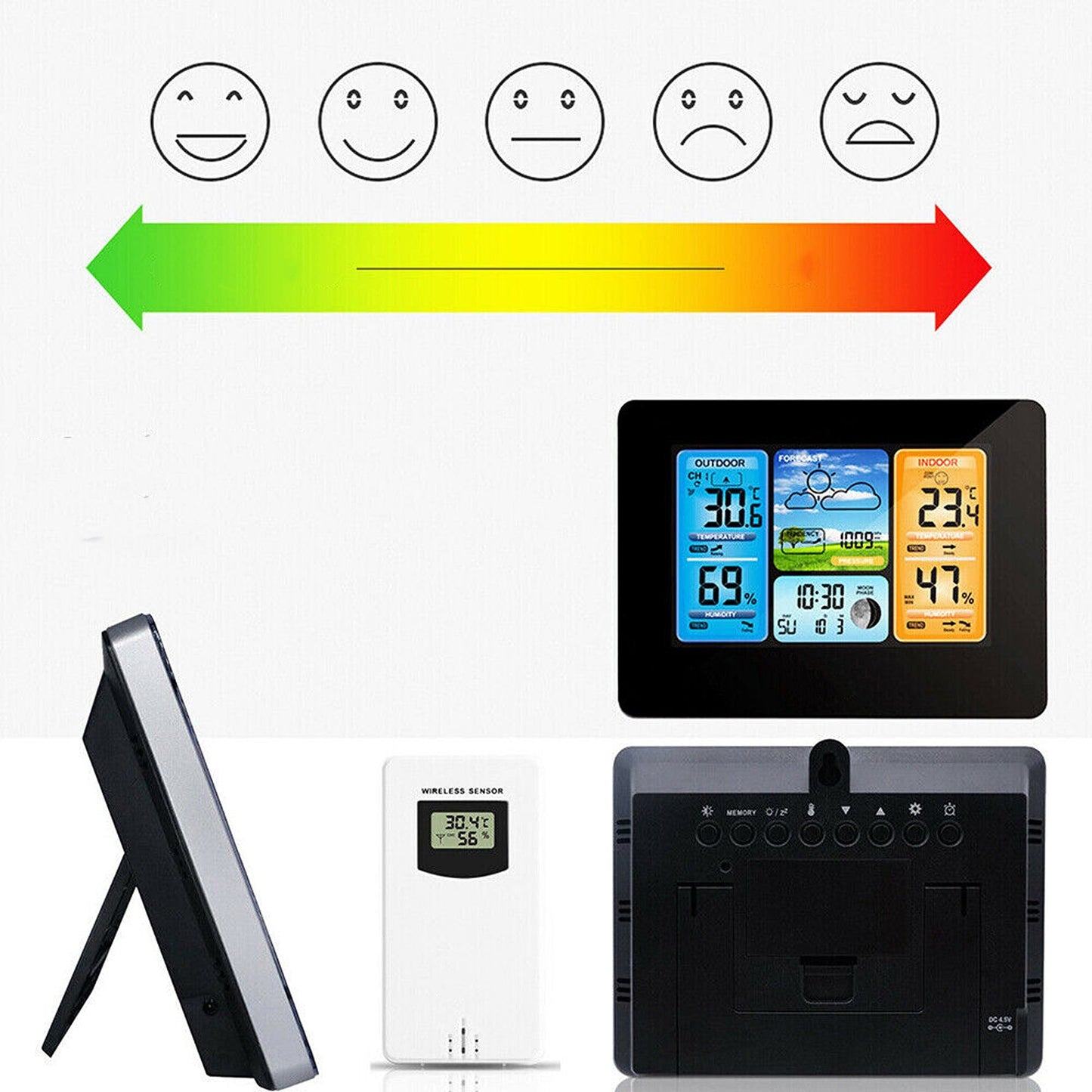 LCD Weather Station Clock Thermometer