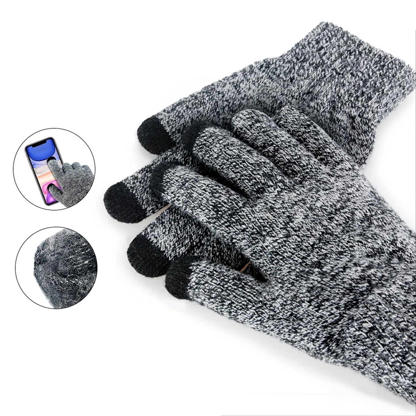 Touchscreen Winter Gloves Soft Wool for Men and Women Mobile Friendly