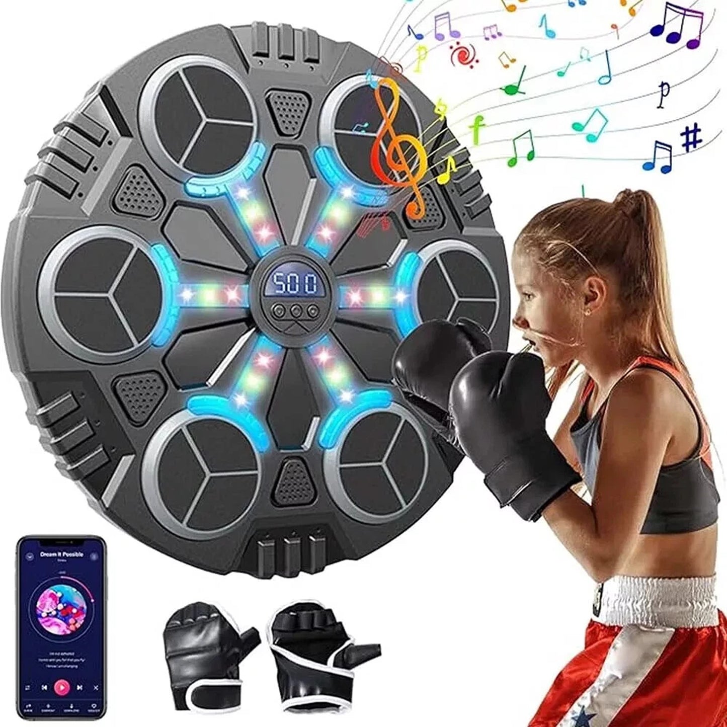 Smart Boxing Machine with Bluetooth and LED for Home Training