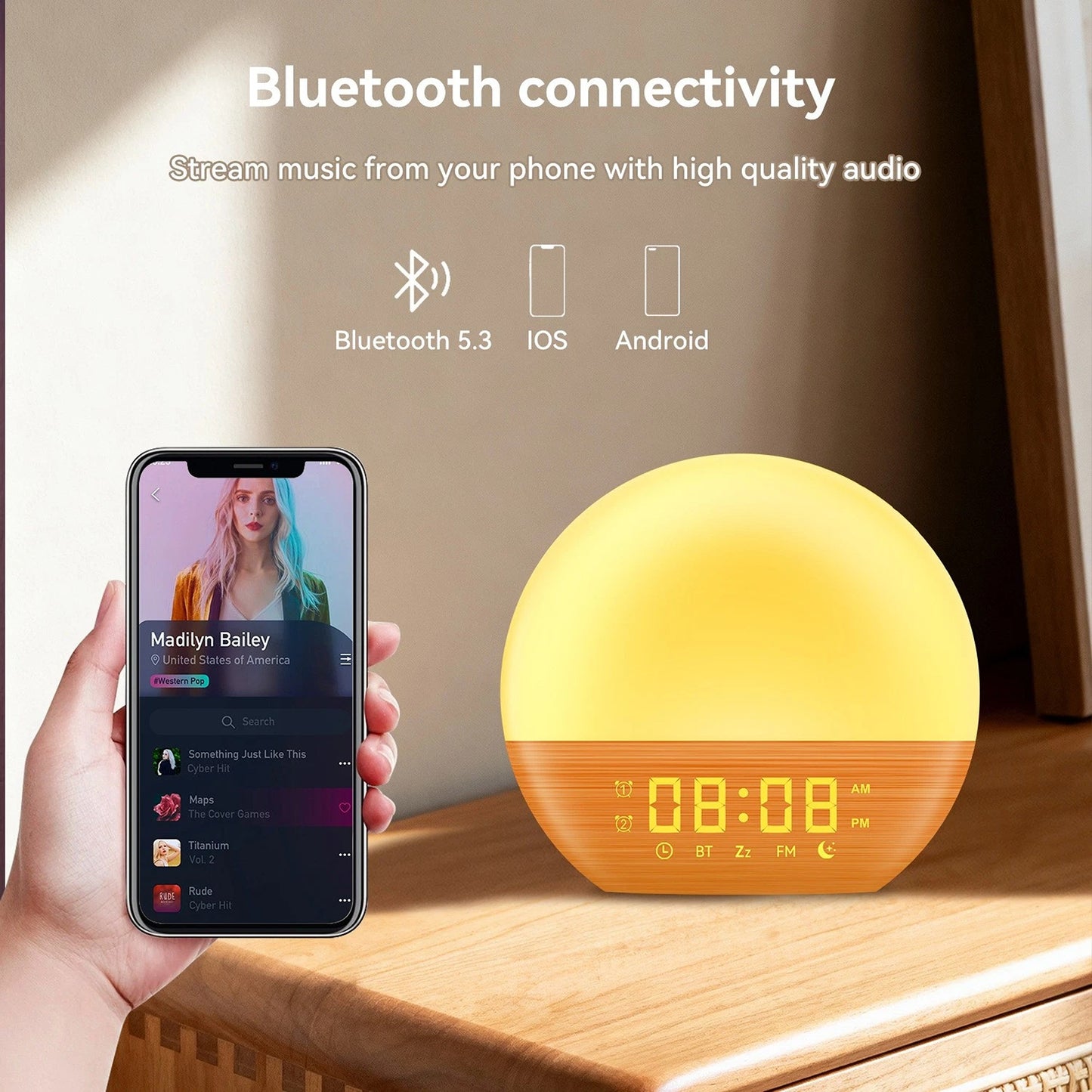 Sunrise Alarm Clock Wake Up Light With Sound Machine And White Noise