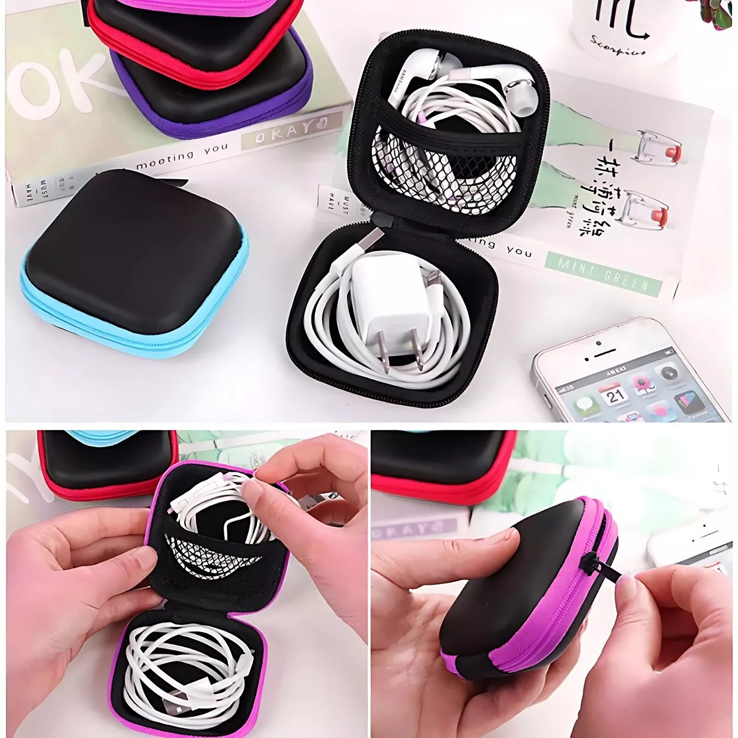 Portable Hard Case Pouch Storage Bag for Earphones Headphones Earbuds Cable