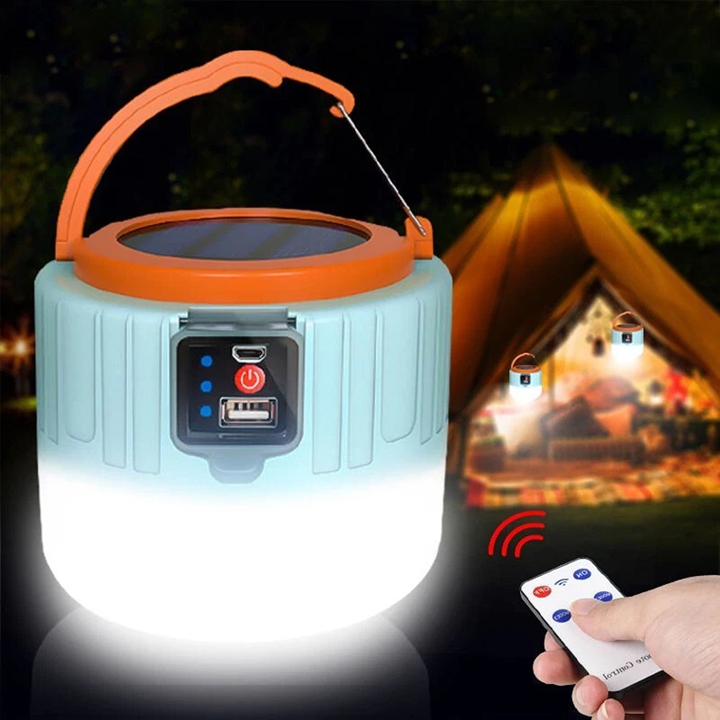 USB Rechargeable Solar LED Lantern for Camping and Outdoor