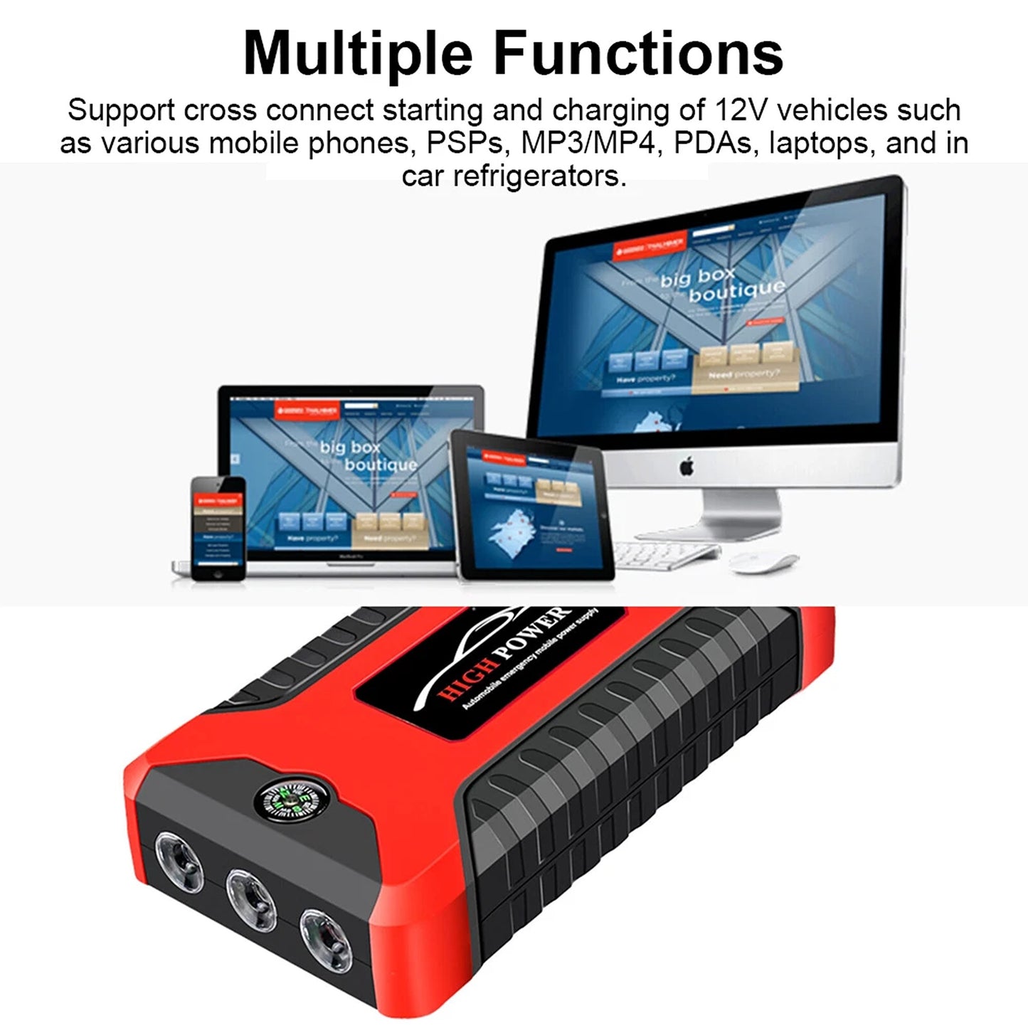 Portable Car Jump Starter 12V Battery Booster Power Bank