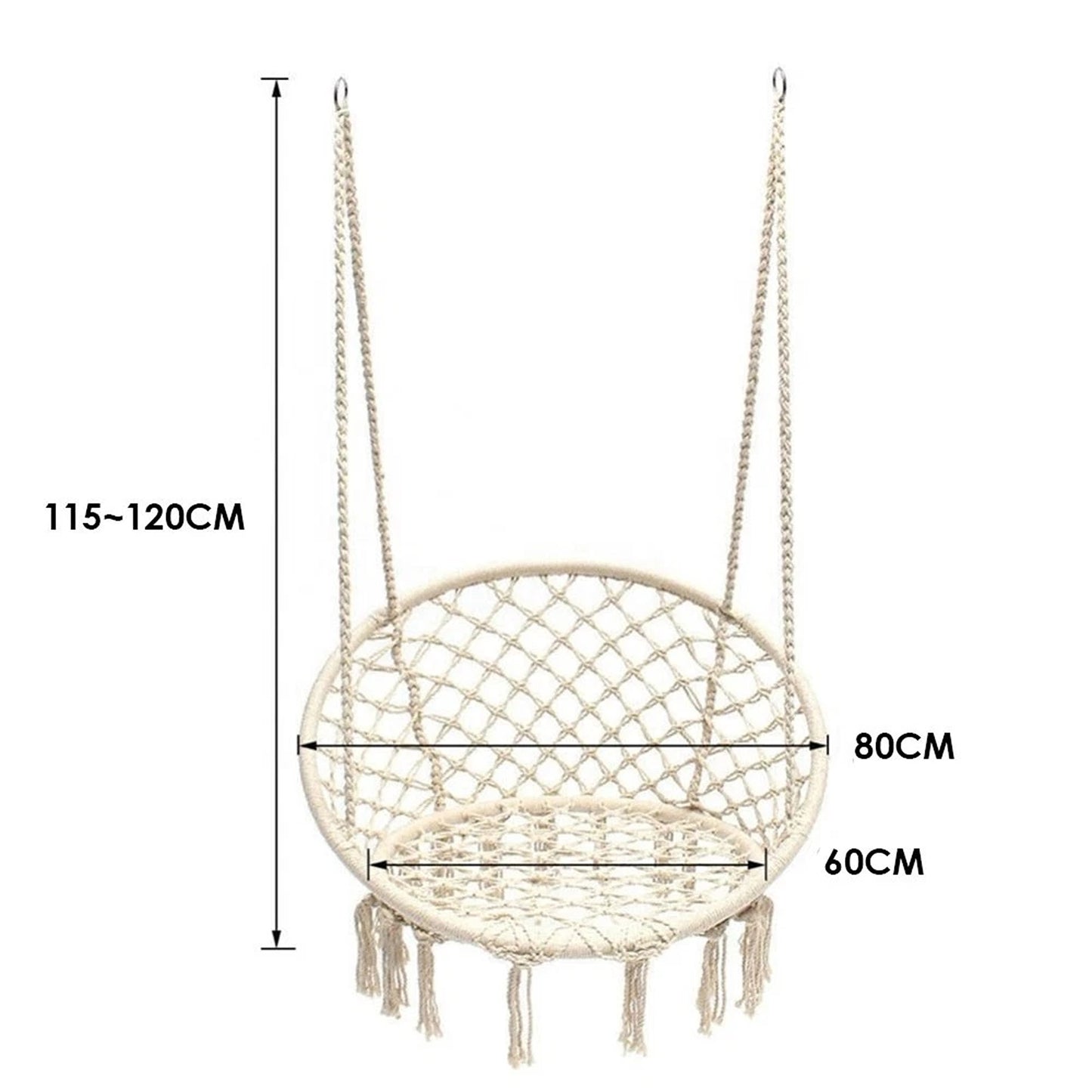 Beige Hammock Swing Chair Cotton Macrame Hanging Rope Seat