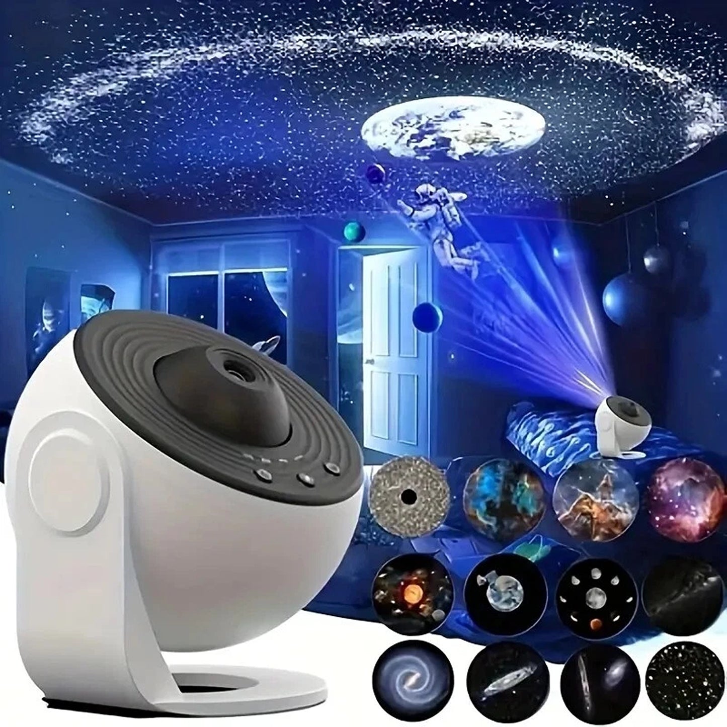Rotating LED Starry Sky Projector Night Light with 12 Galaxy Themes