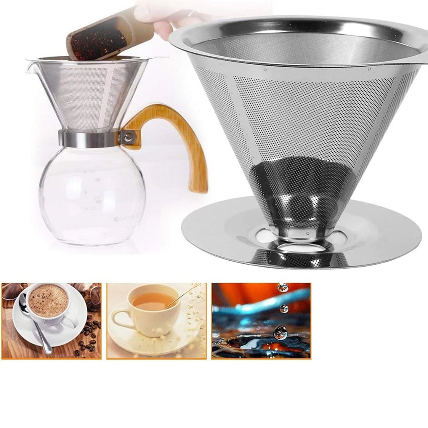 Stainless Steel Double Layer Coffee Filter 600 Mesh Paperless