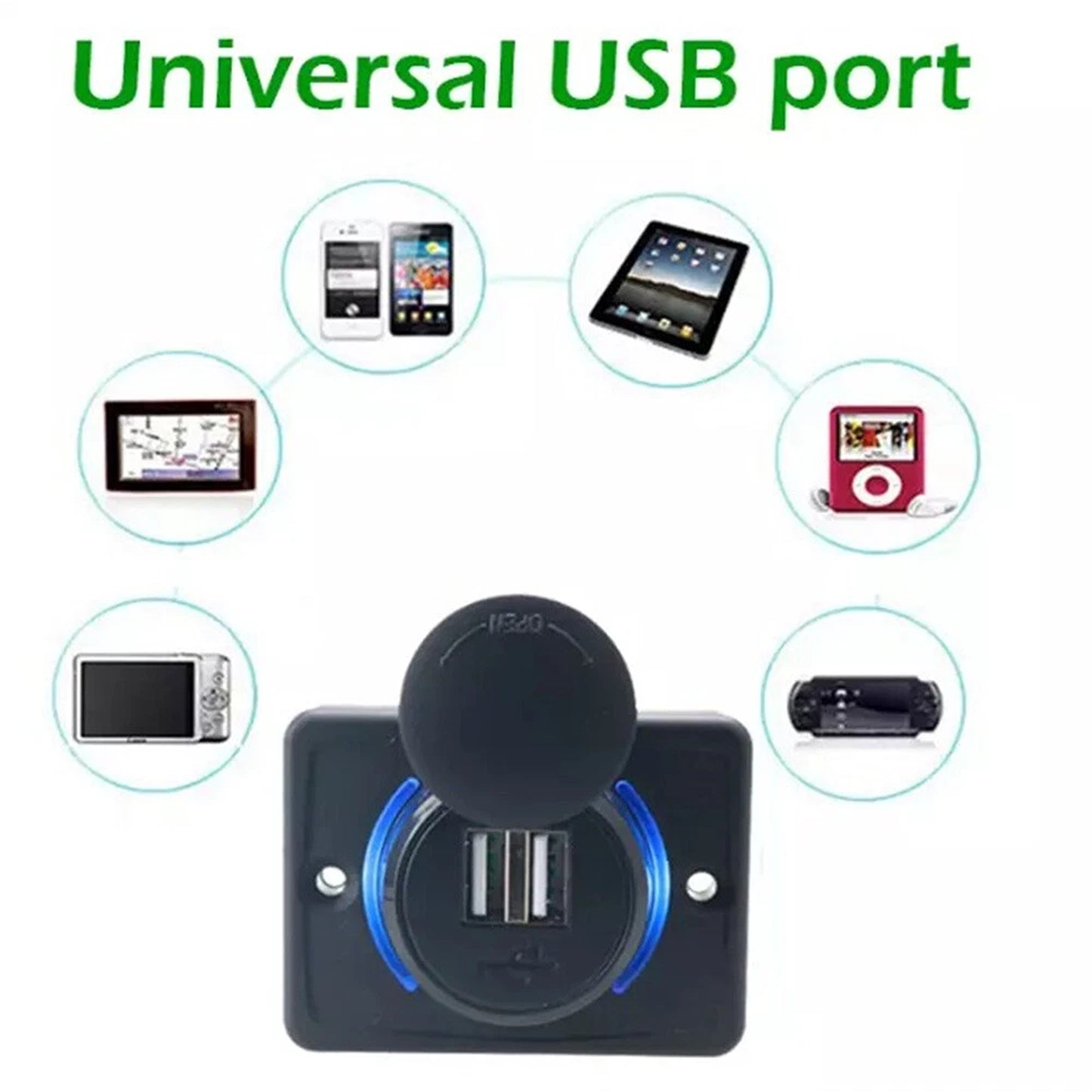 Dual USB Car Charger Socket Power Outlet 12V 24V 3.1A
