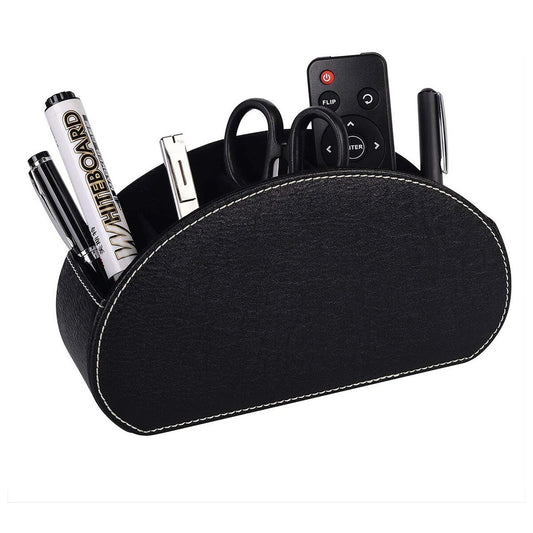 PU Leather Desktop Organizer with Remote Control Holder