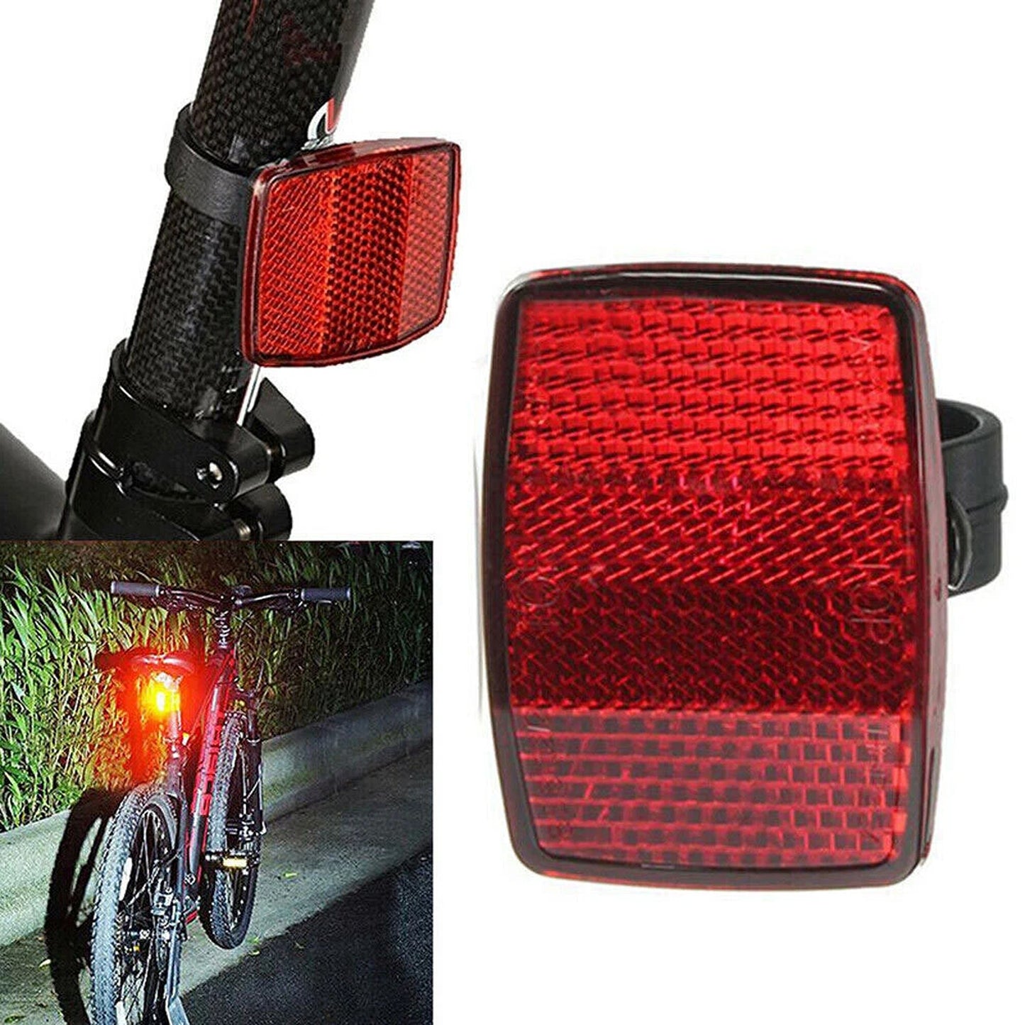 2PCS Bike Reflectors Front and Rear Handlebar Mount Red and White