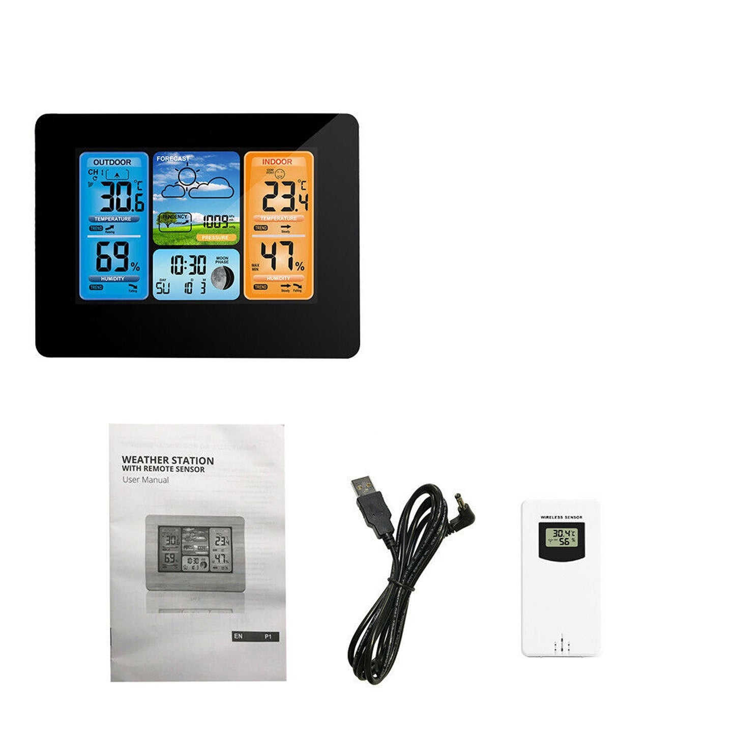 LCD Weather Station Clock Thermometer