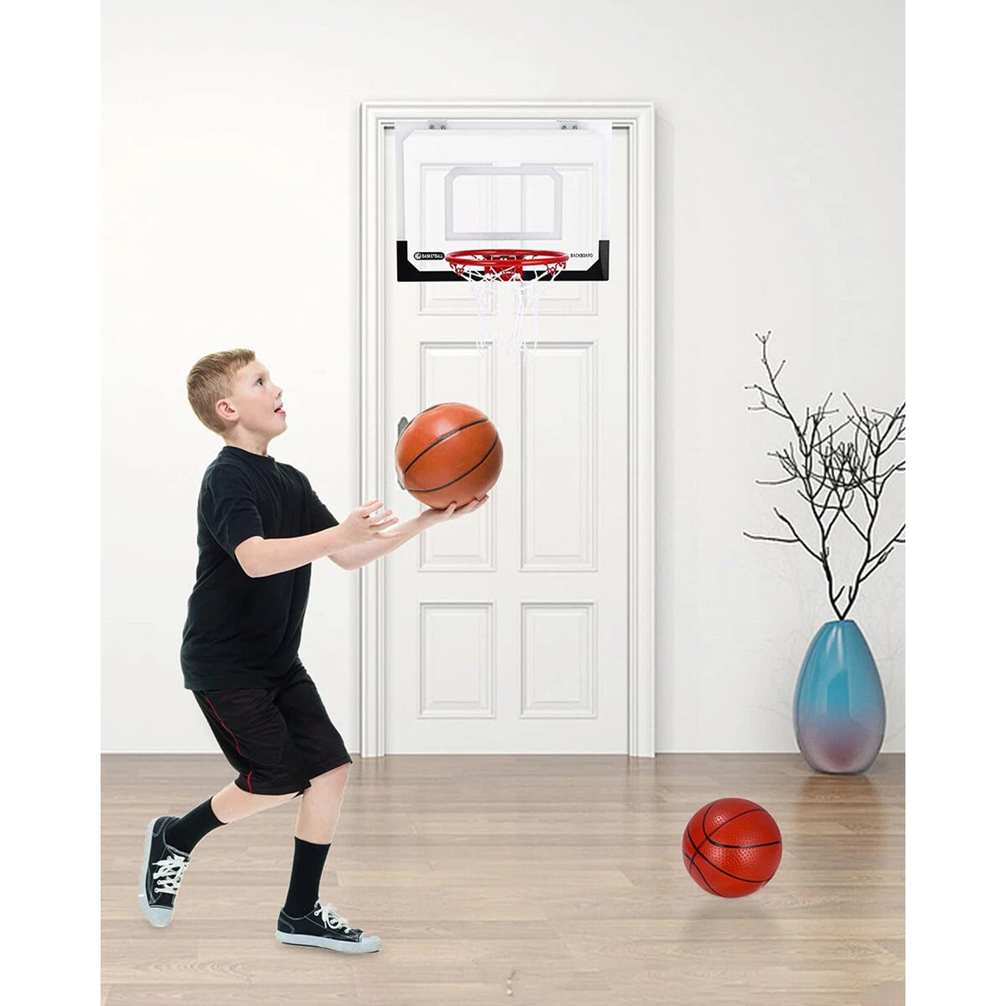 Over the Door Mini Basketball Hoop with Balls and Pump