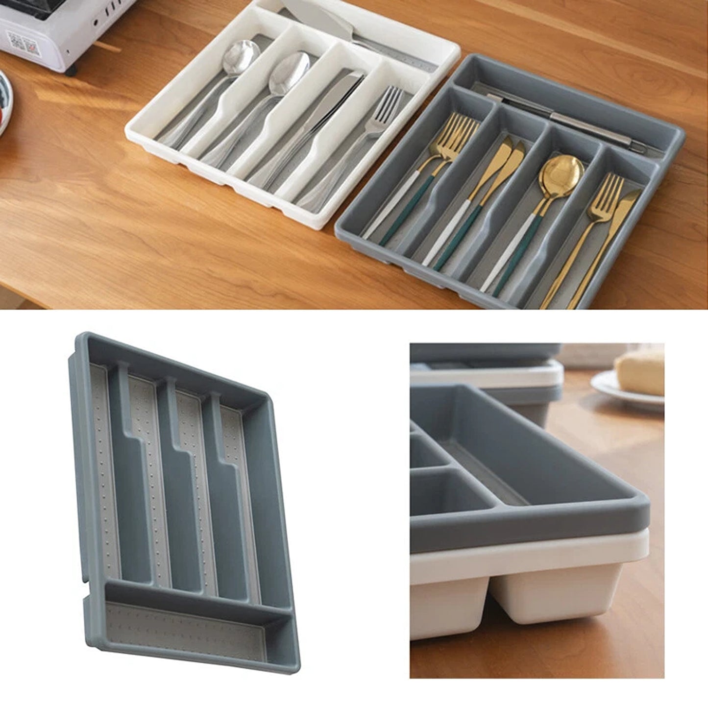 Utensil Organizer Large Kitchen Cutlery Tray Multi Purpose Drawer Insert