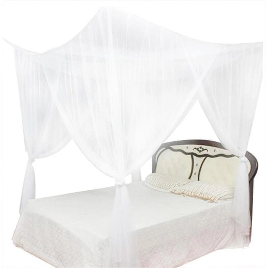 White Four Post Bed Canopy Mosquito Net For Queen And King Size Beds