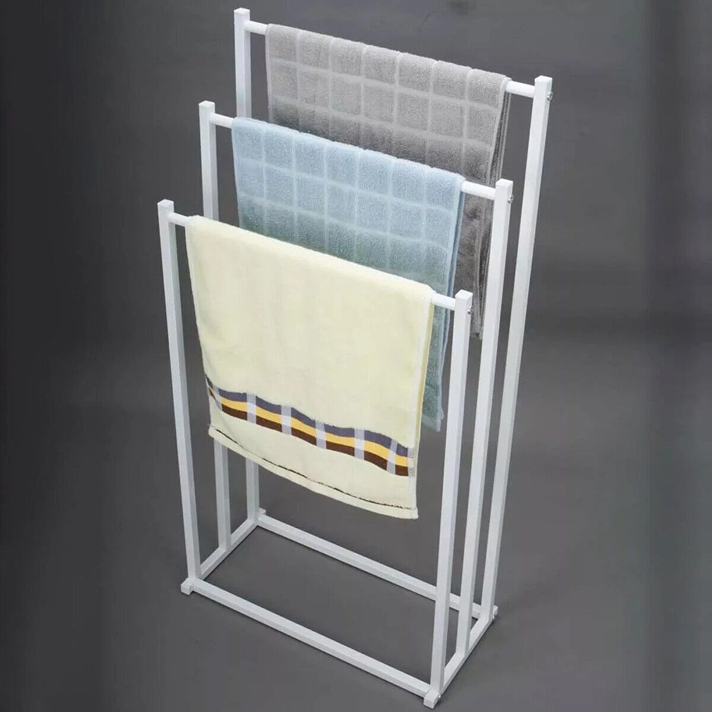 3 Tier Freestanding Metal Towel Rack with Drying Bars