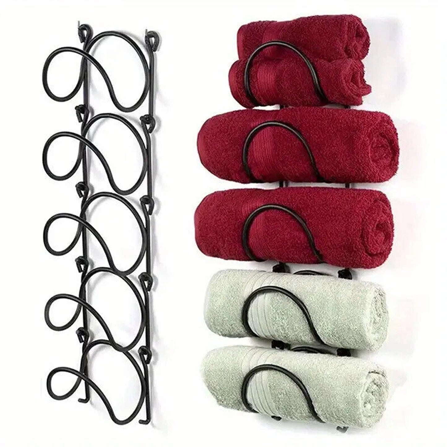 Wall Mounted Bathroom Shelf with Towel and Wine Holder