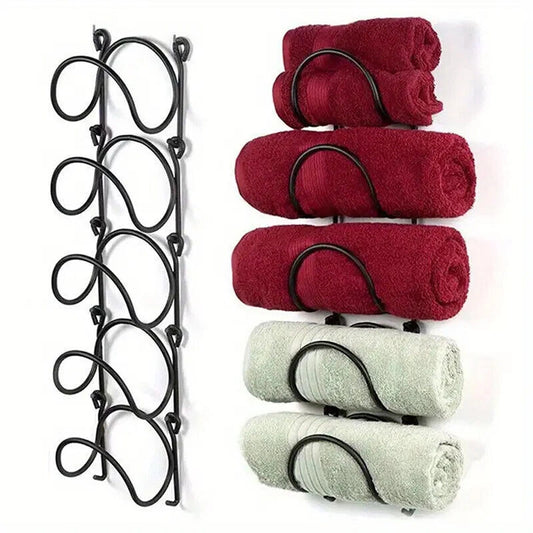 Wall Mounted Bathroom Shelf with Towel and Wine Holder