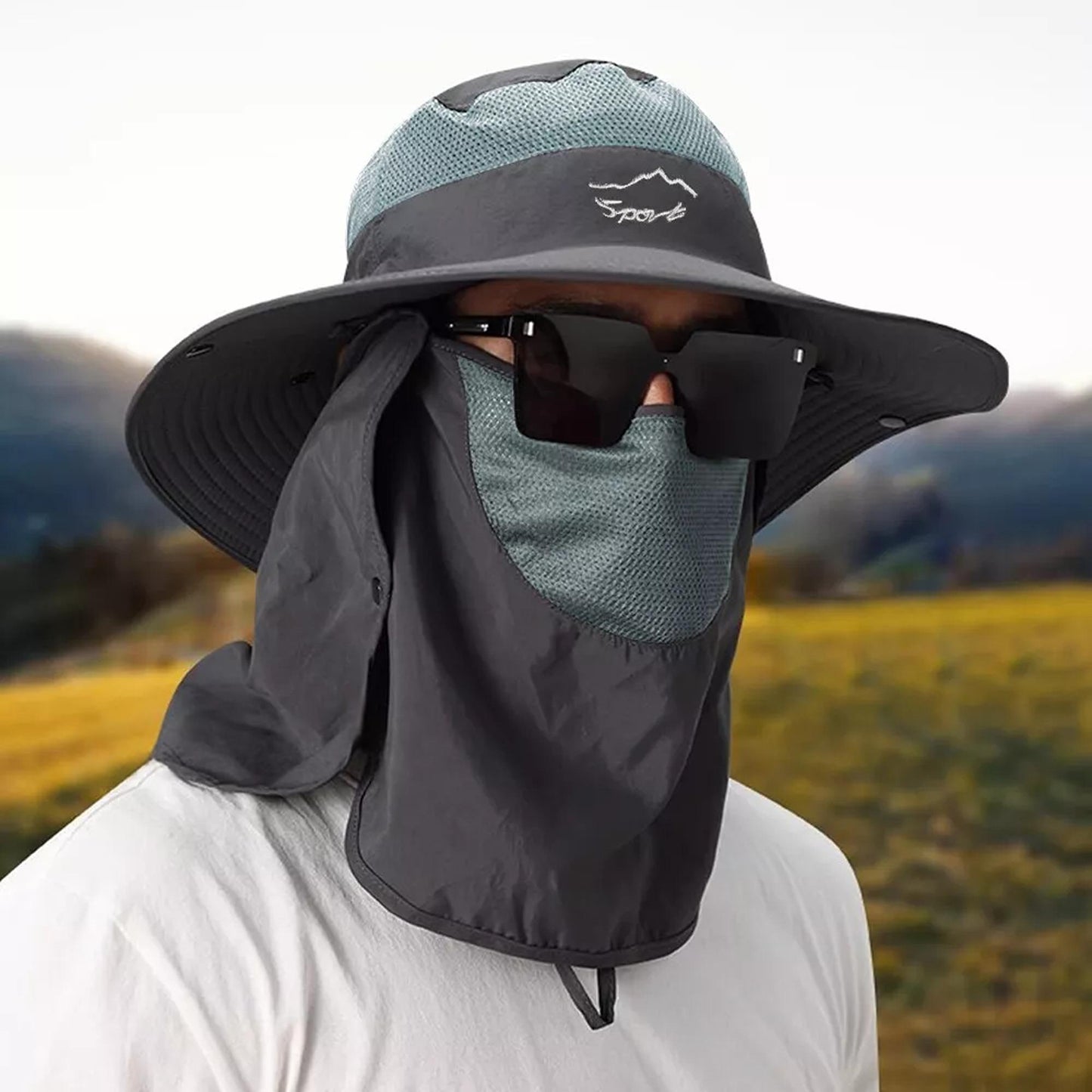 Sun Protection Hat with Neck Flap for Men and Women Hiking or Fishing