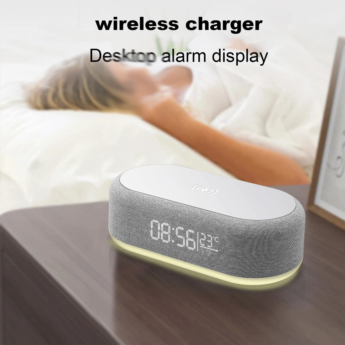 Wireless Charger Dock with Alarm Clock and Thermometer for iPhone 16 15 Samsung S25